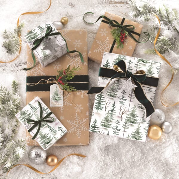 Winter Trees Watercolor Gift Wrap & Gift Tag Combo - 897-304