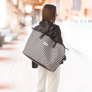 Black & White Stripe Weekender Tote