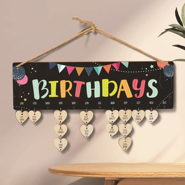Birthday Calendar with Hearts - 996-E136