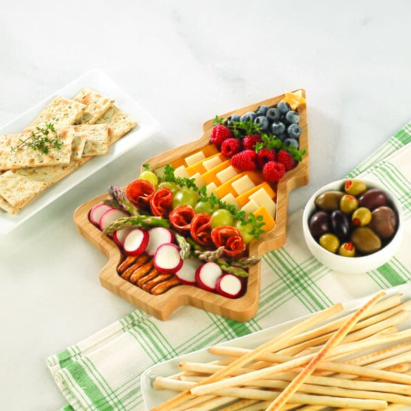 Tree-Shaped Bamboo Charcuterie Tray - 897-311