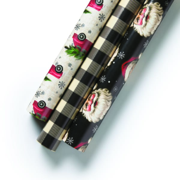 Vintage Traditions Santa Reversible 3 Roll Wrap - 897-314
